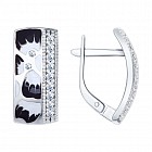 Серьги из серебра с эмалью и фианитами