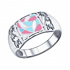 Кольцо из серебра с эмалью и фианитами