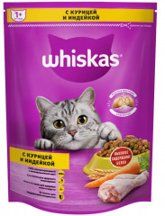 Корм сухой для кошек подушечки с паштетом, курицей и индейкой «Whiskas» (350 гр)