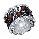 Кольцо из серебра с гранатами и фианитами