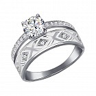 Кольцо из серебра с эмалью и фианитами