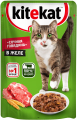 Корм для взрослых кошек «Kitekat» с говядиной в желе (85 гр)