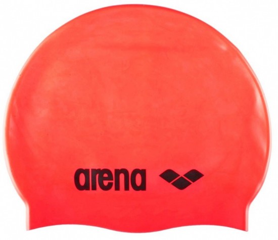 Шапочка для плавания Classic Silicone Cap, fluo red/black