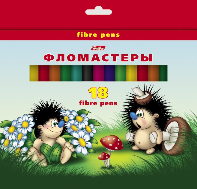 Фломастеры, 18 цветов | Ёжики | Hatber