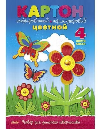 Картон цветной гофрированный, 4 цвета