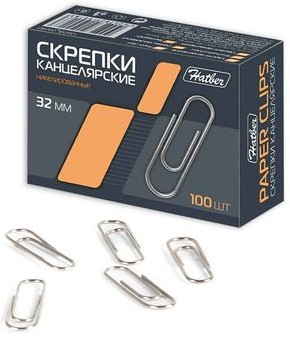 Скрепки канцелярские (32 мм), 100 шт