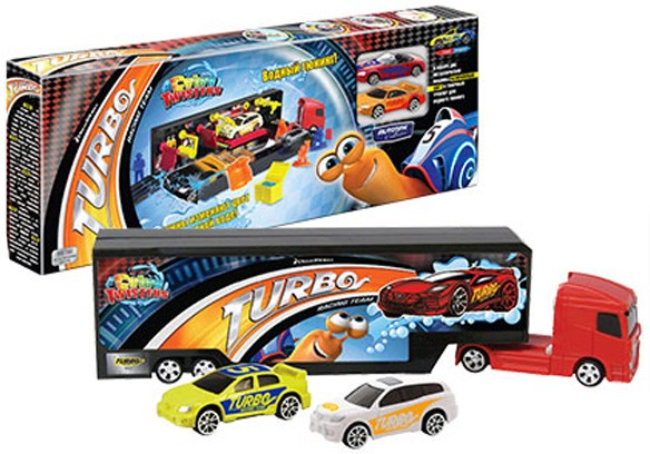 Набор из 2 машинок «Turbo» с грузовиком | Color Twisters Water Racing Transporter | Autotime