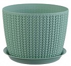 Кашпо «Вязание» (d-18; 2,8 л) с поддоном, фисташковый