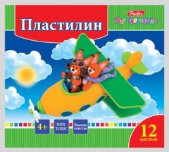 Пластилин со стеком (12 цветов, 240 гр)