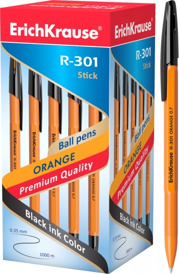 Ручка шариковая R-301 ORANGE 0.7 Stick (черный)