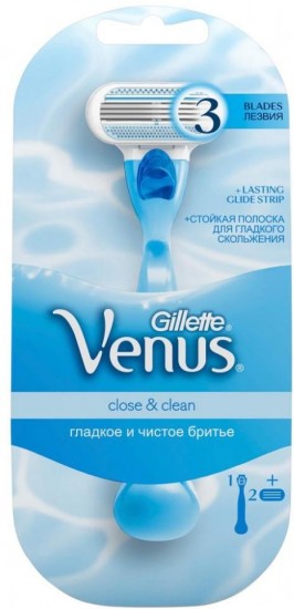 Бритва Venus Close & Clean с 2 сменными кассетами