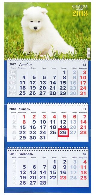 Календарь 2018 (квартальный, трио, А2) | Символ года 2018
