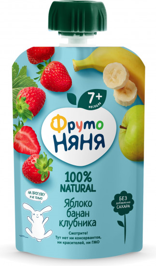 Пюре «Яблоко, банан и клубника»