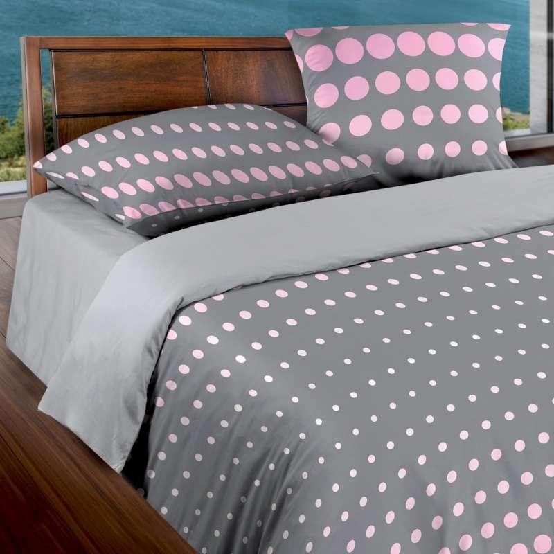 Комплект постельного белья «Dot Pink-Gray» (арт. 15186, евро, БИОкомфорт, 2 наволочки 70х70) | Wenge Motion