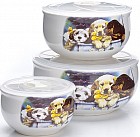 Набор мисок «Собачки» (3 предмета, 330 мл, 600 мл, 900 мл)