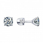 Серьги-пусеты из серебра с фианитами Swarovski