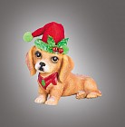 Елочное украшение «Такса рыжая в красном рождественском колпачке»