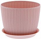 Кашпо «Вязание» (d-18; 2,8 л) с поддоном, чайная роза