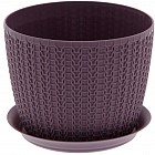Кашпо «Вязание» (d-13,5; 1,4 л) с поддоном, пурпурный