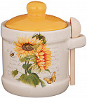 Сахарница с ложкой «Подсолнухи» (13х11х12 см)