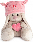 Мягкая игрушка "Зайка Ми в розовой шапке с сердечком", 15 см