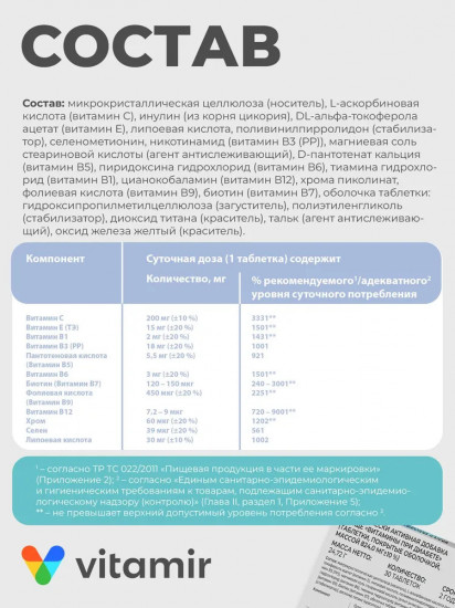 Комплекс витаминов при диабете с селеном, хромом и фолиевой кислотой