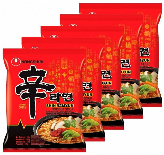 Набор лапши быстрого приготовления острой «Shin Ramyun»