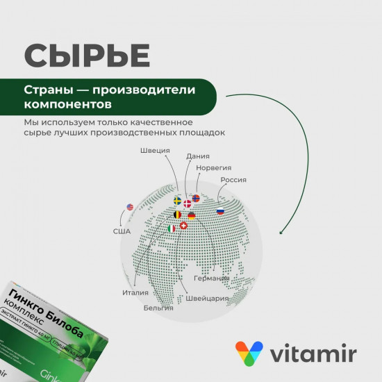 БАД с глицином для сердца, сосудов и улучшения памяти «Гинкго Билоба»