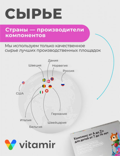 Комплекс витаминов от A до Zn для детей и подростков