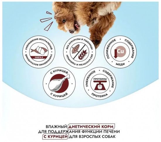 Паштет для собак с курицей для поддержания функции печени