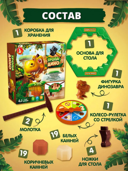 Игра настольная для детей «Тропа Дино»