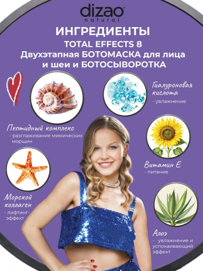 Набор ботомасок с сыворотками для лица и шеи «Total effects 8. Антиэйдж и энергия»