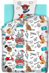 Комплект постельного белья «Funny cats» (1,5-спальный, поплин, наволочка 70×70) - Фото 1
