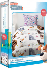Комплект постельного белья «Домашние питомцы» (1,5-спальный, поплин, 1 наволочка 70×70) - Фото 2