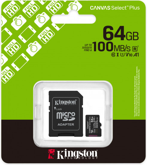 Карта памяти microSDXC Class 10 UHS-I Kingston SDCS3/64GB