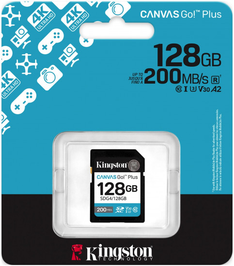 Карта памяти SD Class 10 U3 Kingston SDG4/128GB