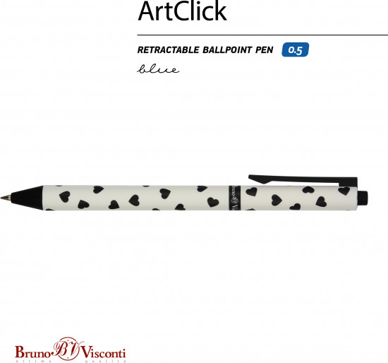 Ручка шариковая автоматическая ArtClick «Сердечки»