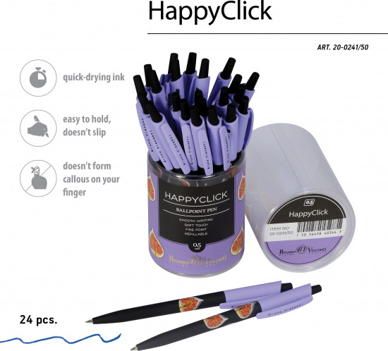 Ручка шариковая автоматическая HappyClick со стираемыми чернилами «Fresh and fruity. Инжир»