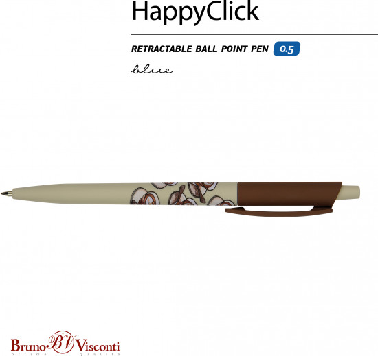 Ручка шариковая автоматическая HappyClick со стираемыми чернилами «Кофемания. Тирамису»