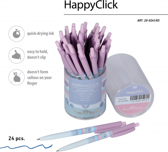 Ручка шариковая автоматическая HappyClick со стираемыми чернилами «Ягодные тортики. Ежевика»