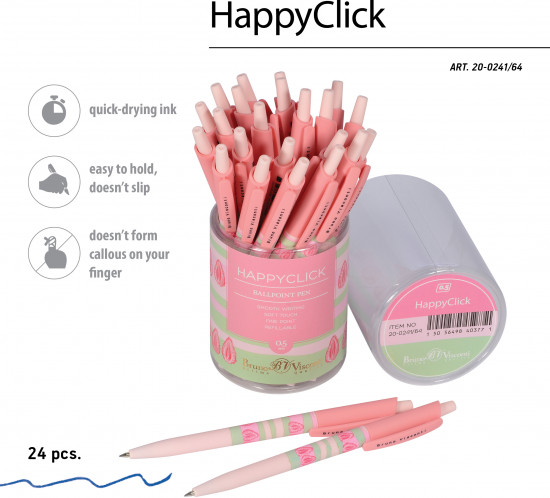 Ручка шариковая автоматическая HappyClick со стираемыми чернилами «Ягодные тортики. Клубника»