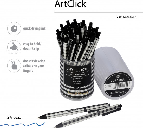 Ручка шариковая автоматическая ArtClick «Клетка»