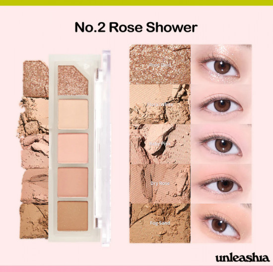 Палетка теней для век «Mood Shower Eye Palette», оттенок № 2 Rose Shower