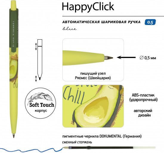 Набор ручек «Happyclick. Avocado style. Chill Out»