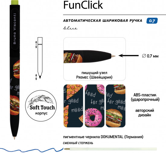 Набор ручек «Funclick. Food In Black»