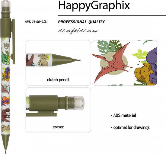 Карандаш механический «HappyGraphix. Динозавры»