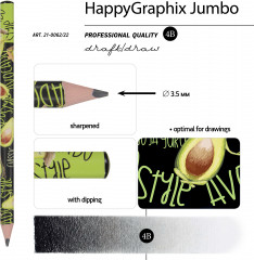 Набор карандашей чернографитовых «HappyGraphix jumbo. Avocado style. Rock star» - Фото 2