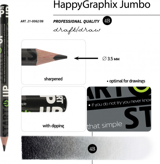 Набор карандашей чернографитовых «HappyGraphix jumbo. Start up»
