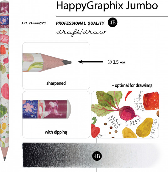 Набор карандашей чернографитовых «HappyGraphix jumbo. Славянская трапеза»