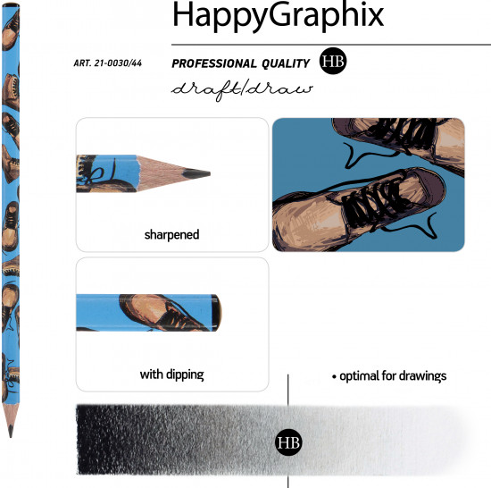 Набор карандашей чернографитовых «HappyGraphix. Boots. Синие ботинки»